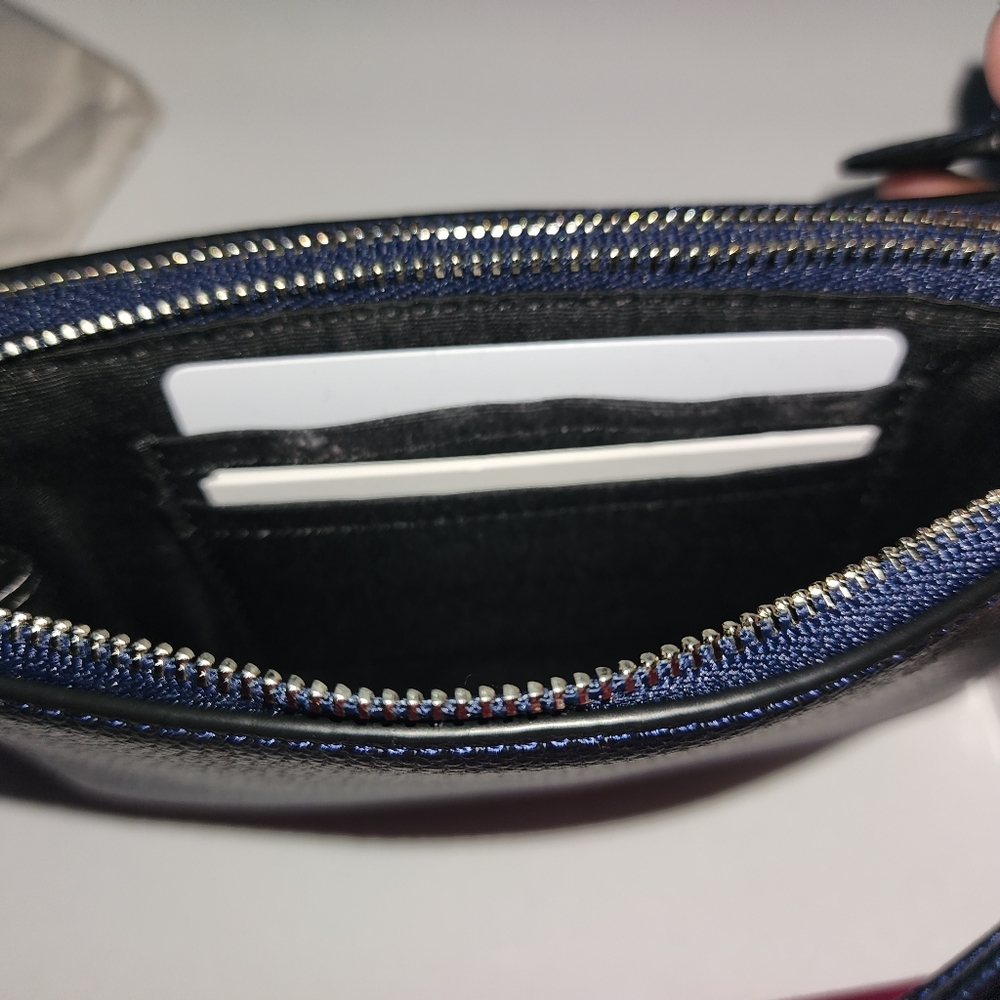 Coach Pebble Leather Double Corner Zip Metallic Midnight Wallet - Picture 4 of 4